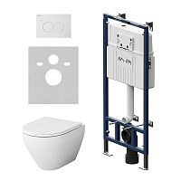 Комплект: инсталляция + клавиша + унитаз AM.PM Spirit V2.0 IS100101.701700 белый/белый глянцевый