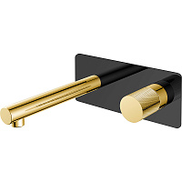 Смеситель Boheme Stick 125-BG для раковины, ручка Diamond, черный/золото