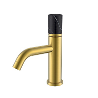 Смеситель Boheme Stick 121-MG-MR-B для раковины, ручка Mramor Black, золото матовое