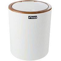 Ведро мусорное Fixsen White Boom FX-412-6 объем 5л, белый/дерево