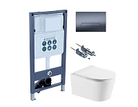 Комплект 4в1 с инсталляцией Aquatek Оберон SET AQUATEK ОБЕРОН T PNS009 белый/оружейная сталь матовая