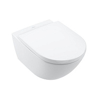 Чаша для подвесного унитаза Villeroy & Boch Subway 3.0 4670T0R1 с покрытием CeramicPlus, торнадо, Alpin White