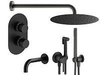 Душевой комплект Plumberia Selection Ixo KITZXOT19NO60 для ванны, c термостатическим смесителем, чер
