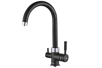 Смеситель Zorg Steel Hammer SH 713 BLACK CR для кухонной мойки/для фильтра, черный металл/хром