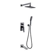 Душевой комплект Boheme Venturo 374-SGM-2 для ванны с душем, оружейная сталь глянцевая