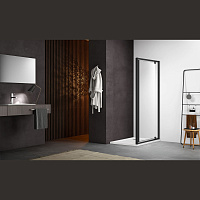 Душевая дверь Aquatek AQ ARI PI 09020BL прозрачное стекло, черный