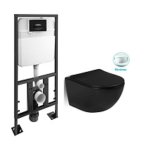 Унитаз подвесной с инсталяцией SantiLine SL-5018MB+SL-03 черный