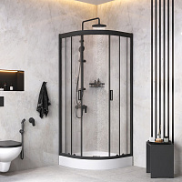 Душевой уголок AM.PM Gem WK90EM 80х80 с душевой системой, с набором аксессуаров, черный