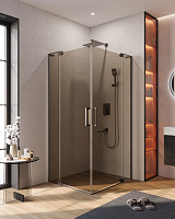 Душевой уголок Cezares Slider SLIDER-AH-2-80/90-90/100-BR-GM 80x90 тонированное, оружейная сталь