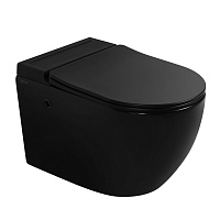 Унитаз подвесной ABBER Bequem AC1108PMB безободковый, черный матовый