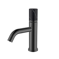Смеситель Boheme Stick 121-SGM-MR-B для раковины, ручка Mramor Black, оружейная сталь глянцевая