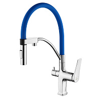 Смеситель Lemark Comfort LM3074C-Blue для кухонной мойки, хром, синий