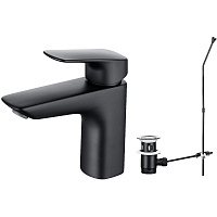 Смеситель Aquatek Вега AQ1011MB для раковины, с донным клапаном, черный матовый