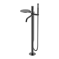Смеситель Boheme Stick 129-GM.4 для ванны, напольный, ручка Spirale, оружейная сталь
