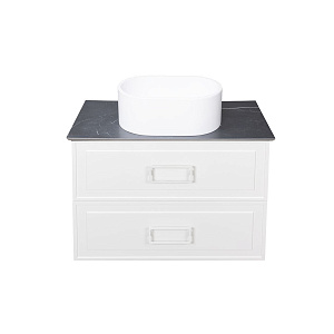Тумба с раковиной La Fenice Cubo TWIN FNC-01-CUB-B-80-2 два ящика, Bianco/Black Olive Light Lappato