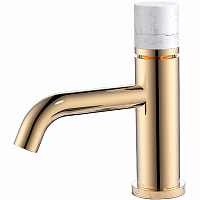 Смеситель Boheme Stick 121-G-MR-W для раковины, ручка Mramor White, золото/белый мрамор