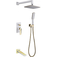 Душевой комплект Boheme Venturo 384-W-2 для ванны с душем, белый/золото