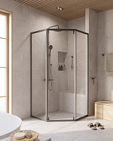 Душевой уголок Cezares Relax RELAX-304-P-1-100-C-GM 100x100 прозрачное, оружейная сталь