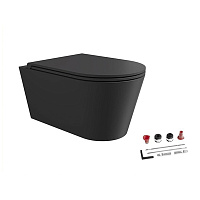 Унитаз подвесной Alice Hide 31170108SET безободковый, с сиденьем и креплением, черный матовый