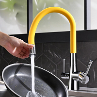 Смеситель Lemark Comfort LM3075C-Yellow для кухонной мойки, хром/желтый