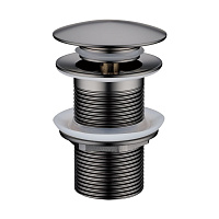 Донный клапан Boheme 612/2-GM для раковины, с переливом, оружейная сталь