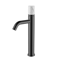 Смеситель Boheme Stick 122-GM-MR-W для раковины, ручка Mramor White, оружейная сталь