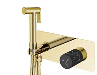 Гигиенический душ со смесителем Boheme Stick 127-G-MR-BLACK ручка Mramor Black, золото
