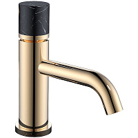 Смеситель Boheme Stick 121-G-MR-BLACK для раковины, ручка Mramor Black, золото/черный мрамор