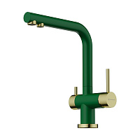 Смеситель Omoikiri Nagano-RG-LG 4994432 для кухонной мойки, royal green/светлое золото