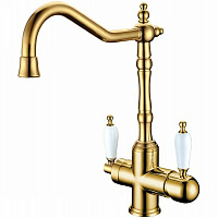 Смеситель Boheme Tradizionale oro 112 для кухонной мойки, с краном для питьевой воды, золото
