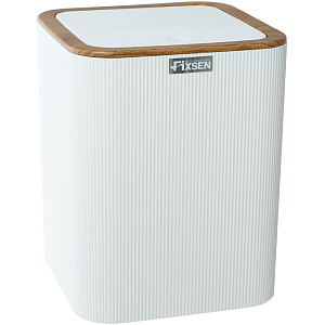 Ведро мусорное Fixsen White Wood FX-402-6 объем 5л, белый/дерево