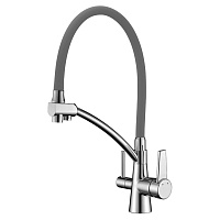 Смеситель Lemark Comfort LM3071C-Gray для кухни с подключением к фильтру, хром/серый