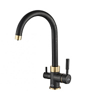 Смеситель Zorg Steel Hammer SH 713 BLACK BR для кухонной мойки, черный/бронза