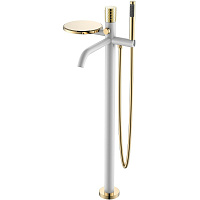 Смеситель Boheme Stick 129-WG для ванны, напольный, ручка Diamond, белый/золото