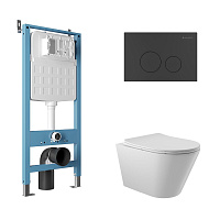 Комплект 5в1 с инсталляцией Aqueduto Cone AQDS089 белый глянцевый/черный матовый