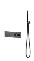Смеситель Boheme Fusion Thermo 131-SYS-GM с ручным душем, оружейная сталь